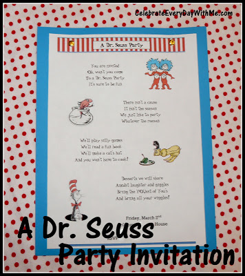 Send a Dr. Seuss Party Invitation - Celebrate Every Day With Me