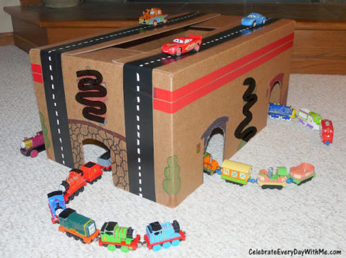 cardboard box train