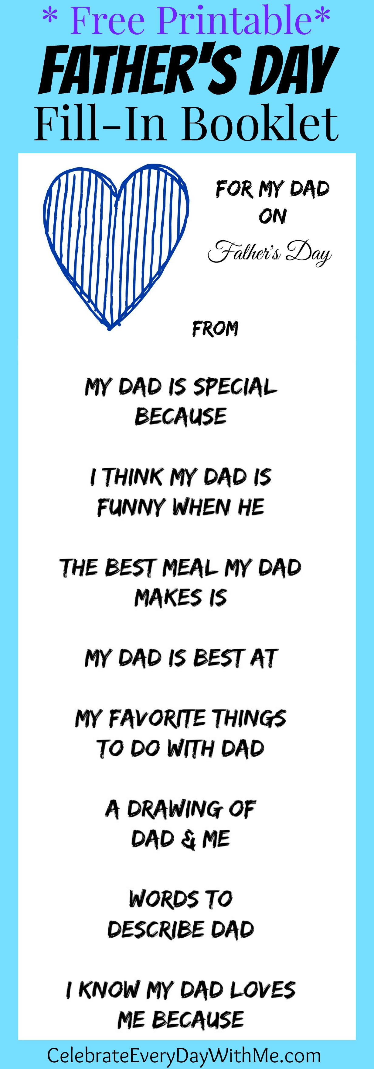 FREE Printable for Father's Day - Celebrate Every Day With Me